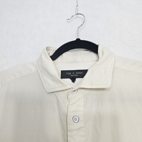 Rag & Bone Cream Fit 2 Tomlin Slim Button Front Shirt XL - Picture 10 of 11